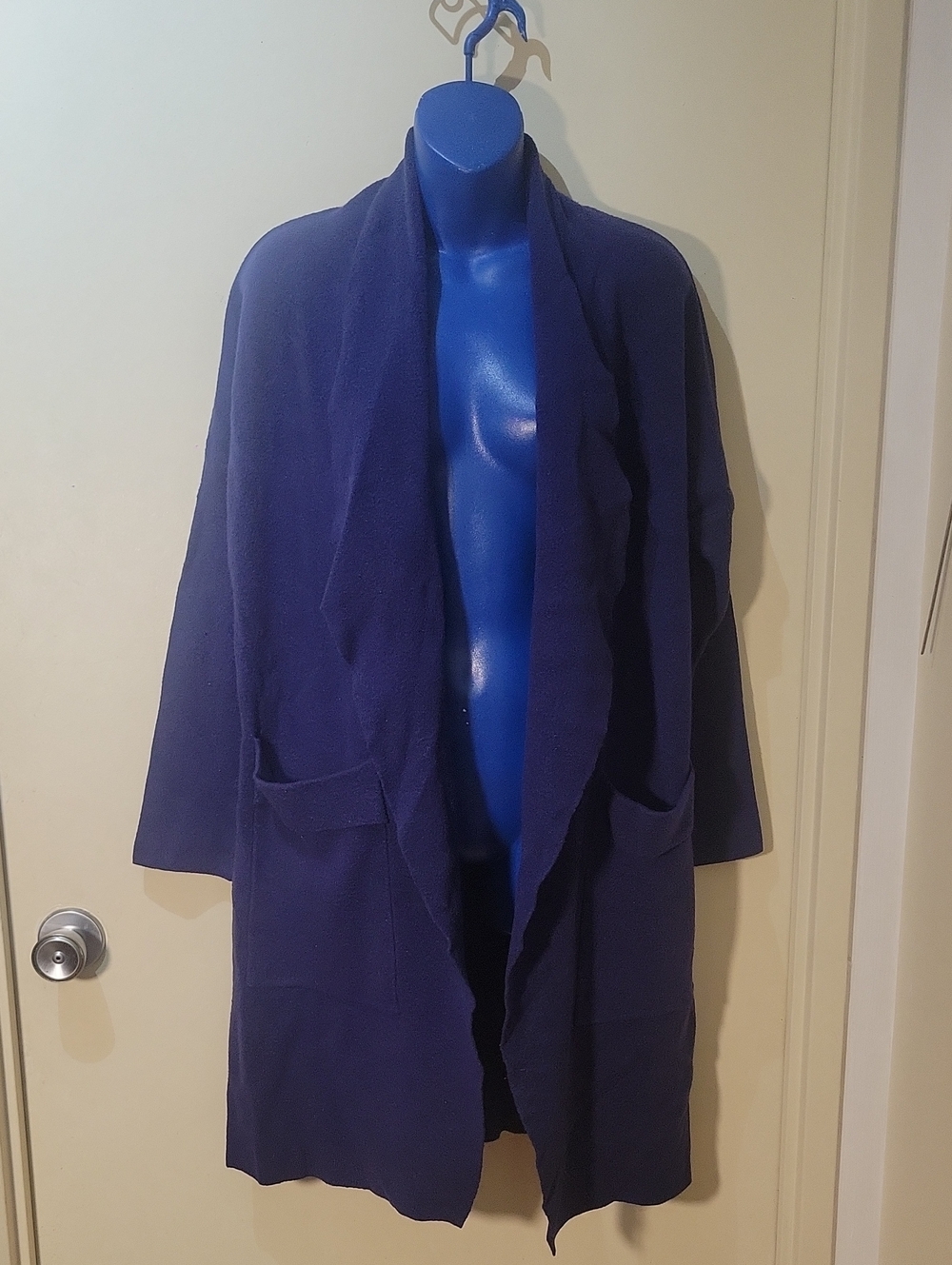 Open-Front Navy Coatigan